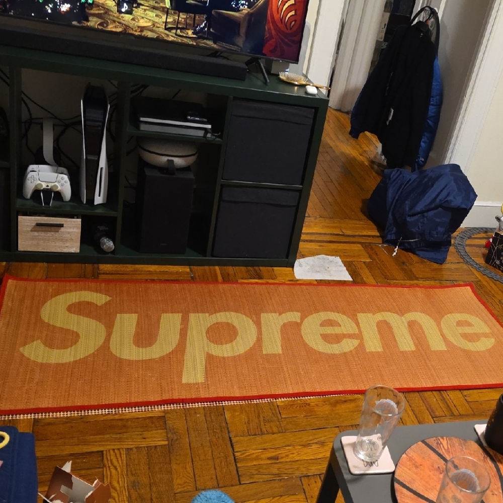 Supreme Red and Cream Logo Rug